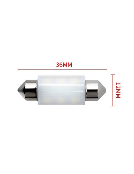 Λευκό LED αυτοκινήτου, C5W, κεραμικό Canbus Sofit με 6 SMD, 12V, 41 mm