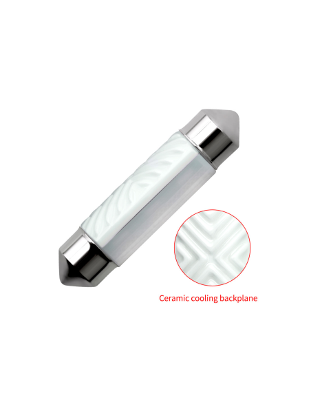 Λευκό LED αυτοκινήτου, C5W, κεραμικό Canbus Sofit με 6 SMD, 12V, 41 mm