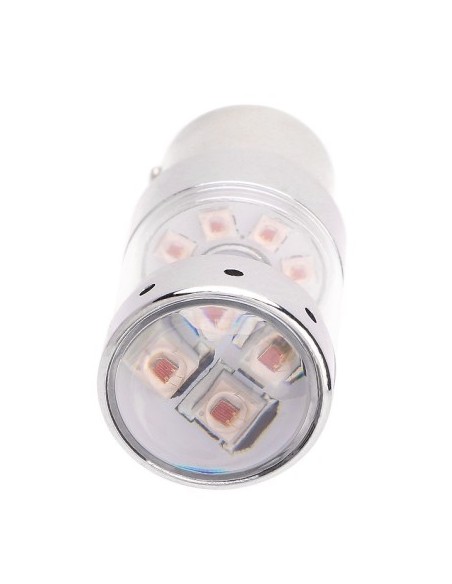 RED car LED 60W BAZ15D, dual intensity 12V-24V Canbus CREE led