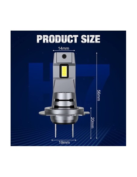 Set of 2 H7 Canbus Car LED Lights, 80W, 7200 Lm, 12V