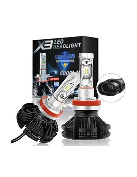 Set of 2 H8, H9, H11 LED Lights, Canbus, 50W, 12,000 Lm, 12V-24V