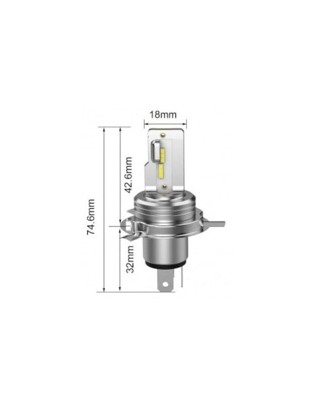 LED H4 Bulb for motorcycle, ATV, scooter, power 18W, brightness 1600 Lm, 12V