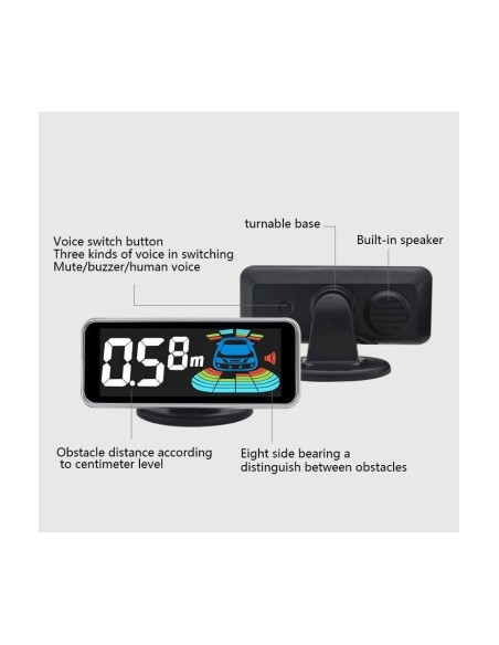 Parking sensors with LED display showing individual readings for each sensor
