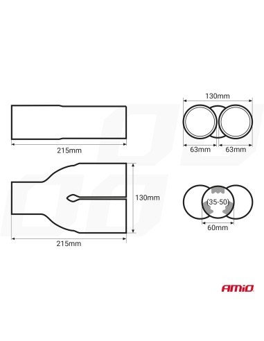 Stainless steel exhaust tip ornament with two...