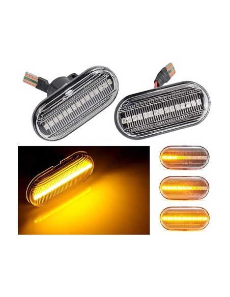 Σετ 2 Δυναμικών LED Δεικτών Πτέρυγας με Διαφανές Γυαλί για Renault Clio, Espace, Master, Megane, Trafic