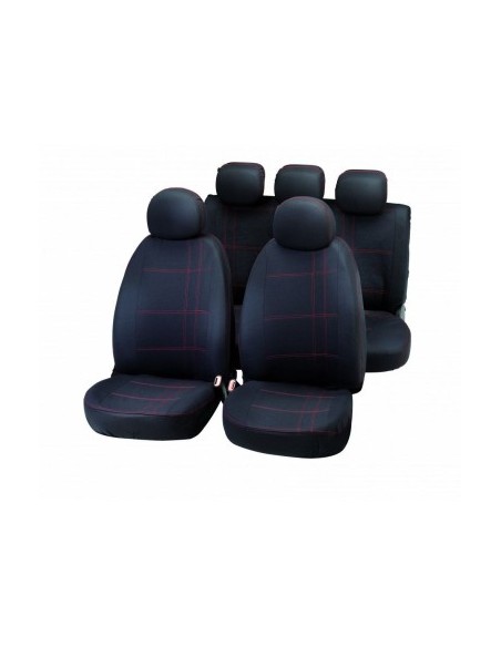 Universal Seat Cover Set "EMBROIDERY" Black/Red Bottari