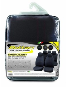 Universal Seat Cover Set "EMBROIDERY" Black/Red Bottari 2