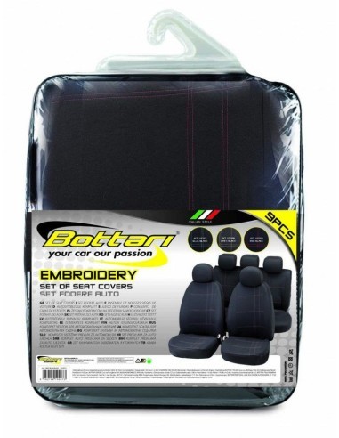 Universal Seat Cover Set "EMBROIDERY" Black/Red...