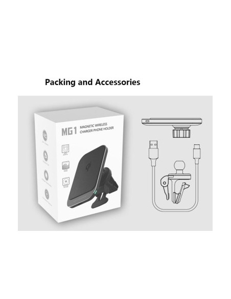 MagSafe Magnetic Car Mount with 15W Qi Fast Charge Wireless Charging QC3.0 - CWCPH-MG1