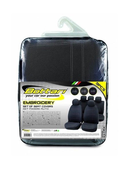Universal Seat Cover Set "EMBROIDERY" Black/Grey Bottari