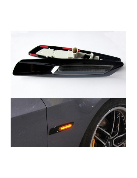 Set of 2 Black Smoke LED Wing Indicators for BMW E60, E61, E90, E91, E81, E82, E88