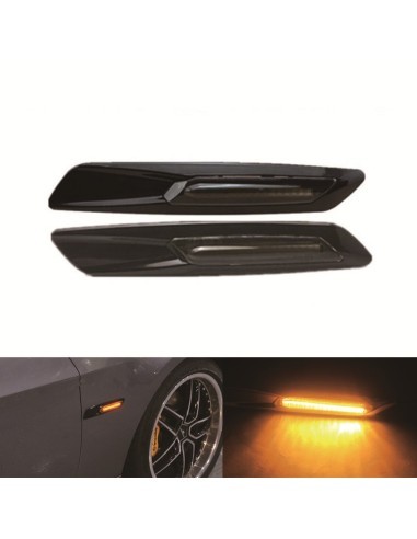 Set of 2 Black Smoke LED Wing Indicators for...