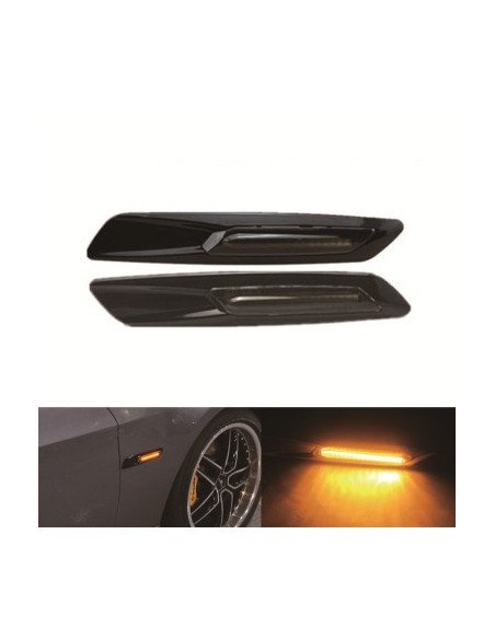 Set of 2 Black Smoke LED Wing Indicators for BMW E60, E61, E90, E91, E81, E82, E88