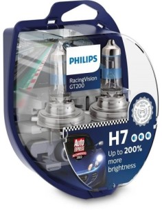 Set of 2 H7 Philips Racing Vision GT200 Car Bulbs +200% 12V 55W