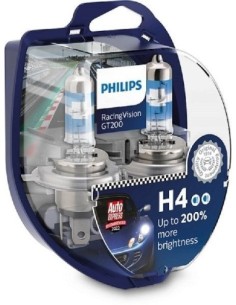 Σετ 2 λαμπτήρες αυτοκινήτου Philips H4 Racing Vision GT200 +200% 12V 55W
