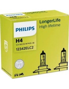 Set 2 Headlight Bulbs H4 60/55W 12V Longerlife Philips