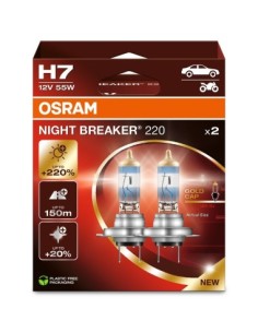 Set of 2 Osram H7 Night Breaker Halogen Car Bulbs +220%...