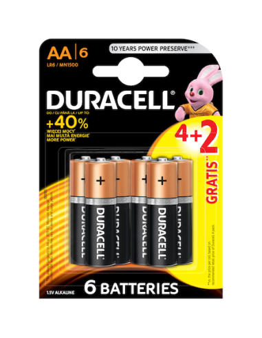 Μπαταρίες Duracell Basic R6, AA αλκαλικές 4+2 τεμάχια