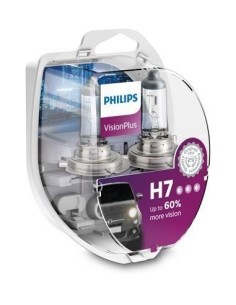 2 db H7 Philips Vision Plus autóizzó készlet, +60%, 12V, 55W