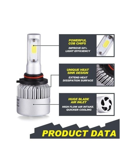 Set 2 leduri HIR2 COB Canbus, 6000k, 72W, luminozitate 8000 Lm, 12V - 24V