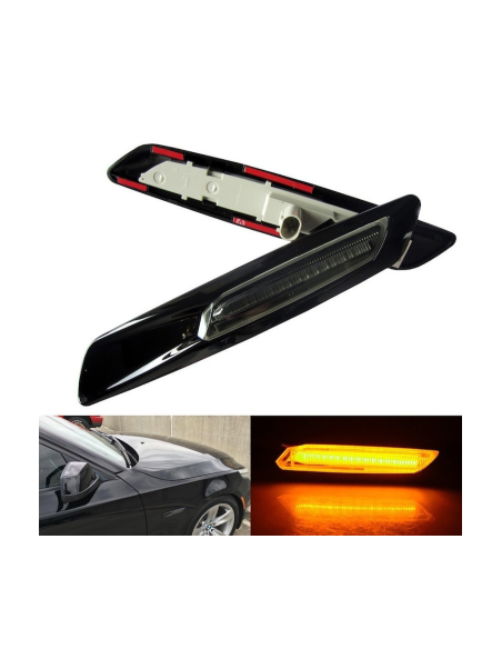 Set of 2 Black LED Wing Indicators for BMW E60, E61, E90, E91, E81, E82, E88