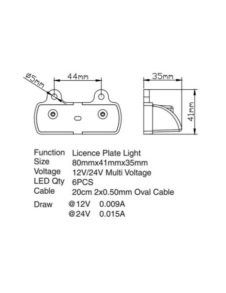 Λάμπα LED αριθμού πινακίδας γενικής χρήσης για φορτηγό, τρέιλερ, πλατφόρμα 12V-24V - ULLP-6SMD