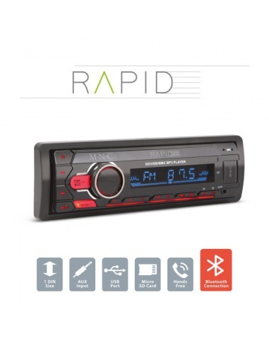 Autós lejátszó Rapid - 1 DIN - 4 x 50 W - BT - MP3 - AUX - SD - USB