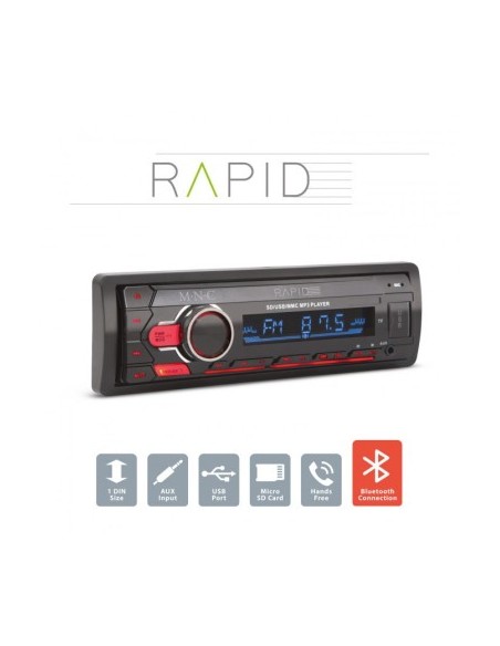 Autós lejátszó Rapid - 1 DIN - 4 x 50 W - BT - MP3 - AUX - SD - USB