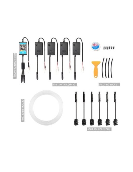 Wireless Ambient Light Kit 8 meters with 6 RGB LED sources with phone application AMB-01