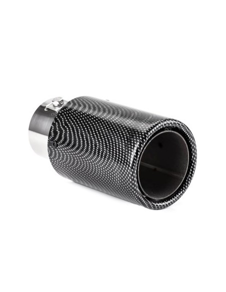 Stainless steel exhaust tip ornament with carbon look 35-50 mm, length 145 mm