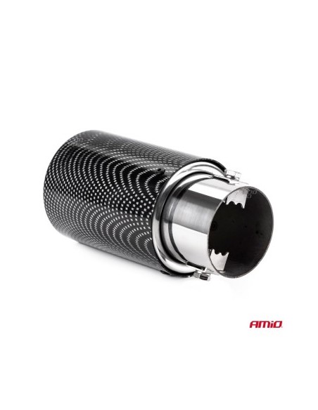 Stainless steel exhaust tip ornament with carbon look 35-50 mm, length 145 mm