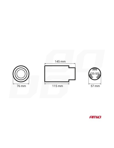 Stainless steel exhaust tip ornament with carbon look 35-50 mm, length 145 mm