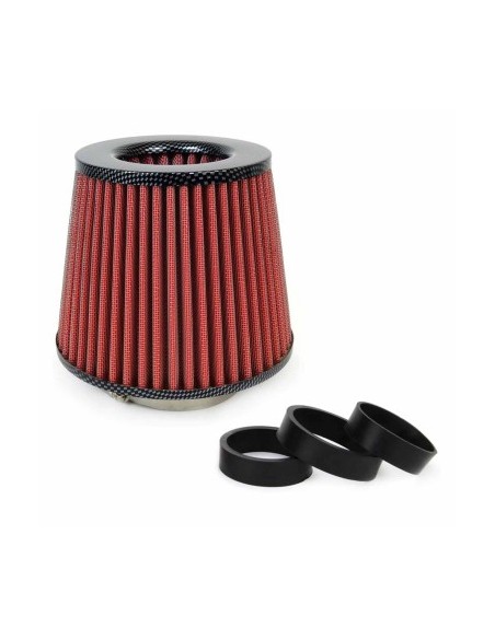 Universal Car Air Intake Sport Filter, Carbon 160x155x118mm with adapters