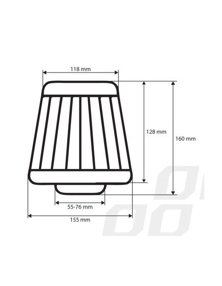 Universal Car Air Intake Sport Filter, Carbon 160x155x118mm with adapters