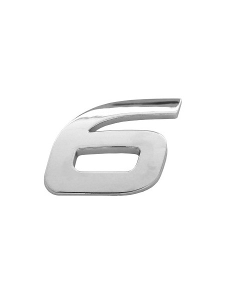 3D Car Ornament Number 6 26 MM Chrome