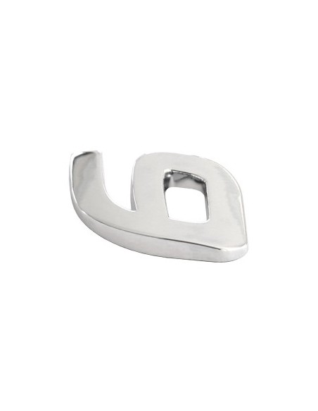 3D Car Ornament Number 6 26 MM Chrome