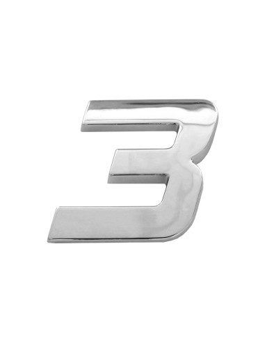 3D Car Ornament Number 3 26 MM Chrome