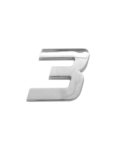 3D Car Ornament Number 3 26 MM Chrome