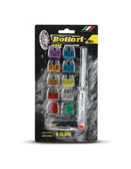 Set 10 sigurante lamelare mini cu tester Bottari