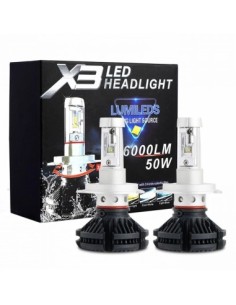 Set of 2 H7 Canbus LED Lights, 50W, 12,000 Lm, 12V-24V