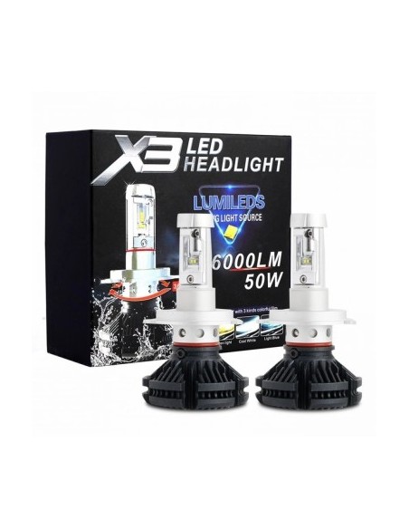 Set of 2 H7 Canbus LED Lights, 50W, 12,000 Lm, 12V-24V