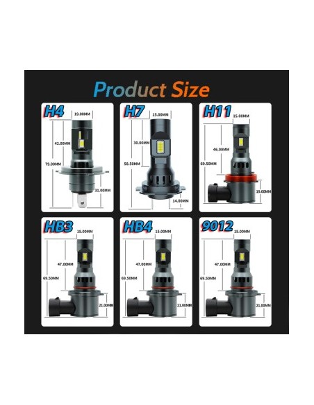 Σετ 2 led αυτοκινήτου H11 Canbus, ισχύς 70W, φωτεινότητα 7000 Lm, 12V