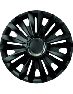 Set capace roti 15` negre cu inel cromat royal 4buc