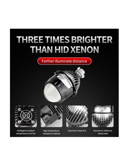 Bi Led Auto Lenses 2.5" power 35W brightness 7900 Lumens 5500k 12V i1s-Universal