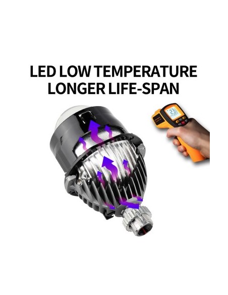 Bi Led Auto Lenses 2.5" power 35W brightness 7900 Lumens 5500k 12V i1s-Universal