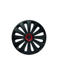Set of 15` black wheel covers with red ring 4pcs