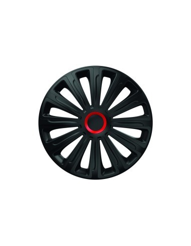 Set of 15` black wheel covers with red ring 4pcs