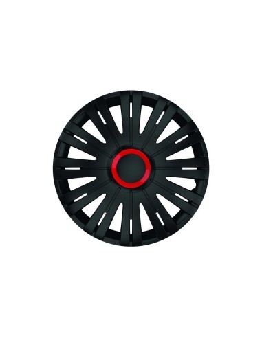 Set of 15` black wheel covers with red ring...