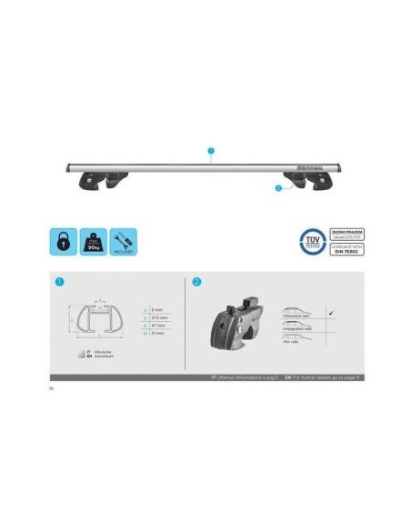Bare roof rack crossbars Menabo Sherman Silver for Dacia Sandero Stepway 2013-2020