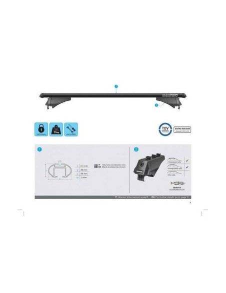 Menabo Tiger Black transverse roof rack compatible with Suzuki Vitara 2015+